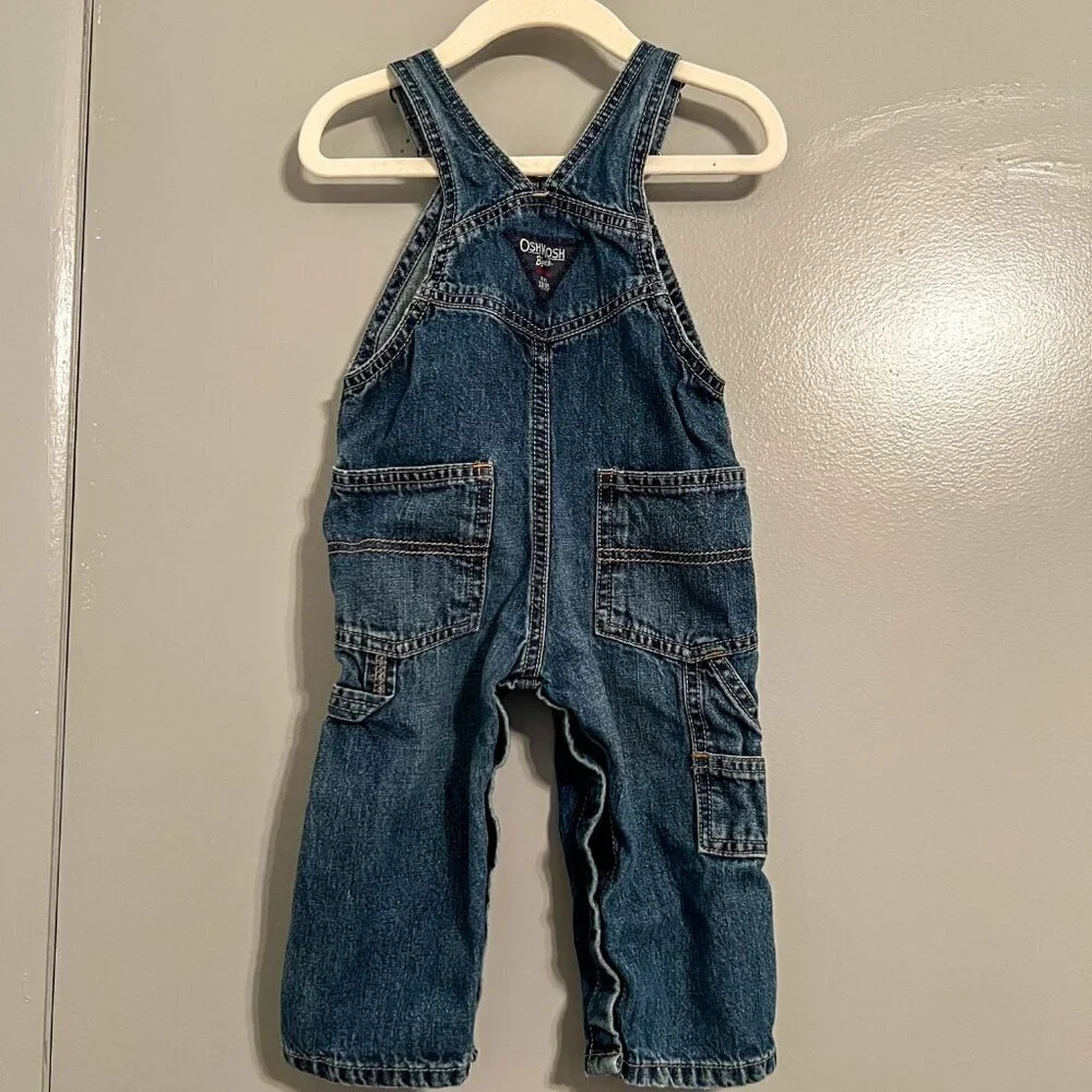 OshKosh B'gosh Denim Overall Bibs Size 12 Months